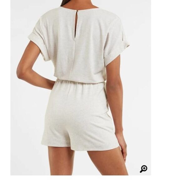 Express Oatmeal  Heather V Neck Jersey Romper Size XL - Picture 2 of 8